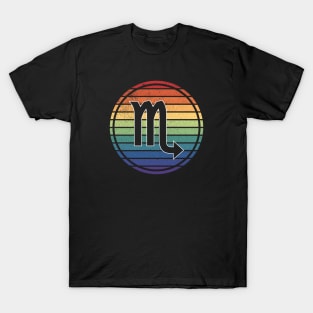 Vintage Distressed Rainbow Gay Pride Zodiac Scorpio T-Shirt